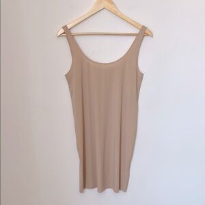 COS Stretchy Slip Dress Mini Length Scoop Neck Tan